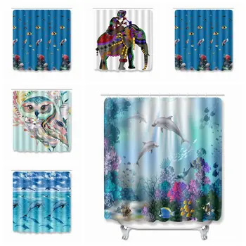 

2020 Washable Home Curtains Underwater World Print Eye Protection Bathroom Shower Curtain 180*180 cm