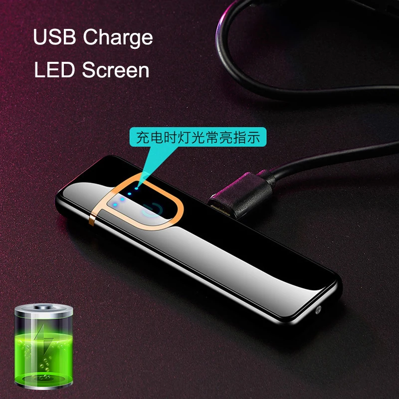 10 шт./лот ветрозащитная зажигалка электронная ультратонкая USB Зажигалка