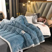 Home Lamb Cashmere Thick Bed Blanket Sofa Winter Warm Sherpa Duvet Cover Newborn Wraps Kids Bedspread 180X200CM 3
