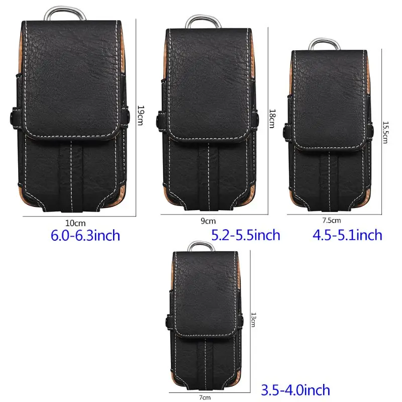 Black 4.5-5.1 inch Вертикальный чехол для телефона с зажимом для ремня, чехол для переноски, чехол для телефона с отделением для карт - Цвет: Black 4.5-5.1 inch