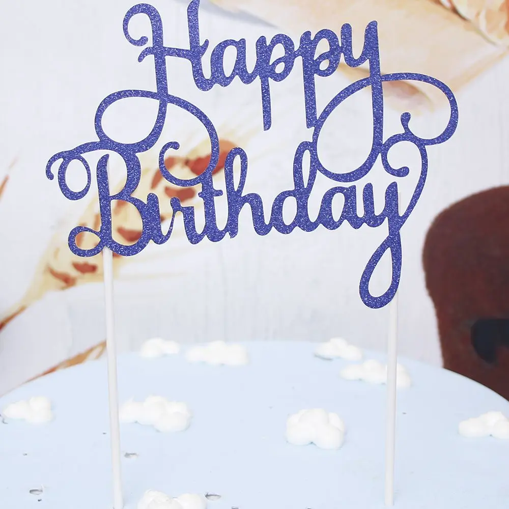 KANNERT 1 шт. Блестящий золотистый Серебристый счастливые топперы для торта на день рождения для дня рождения сувениры для детского душа