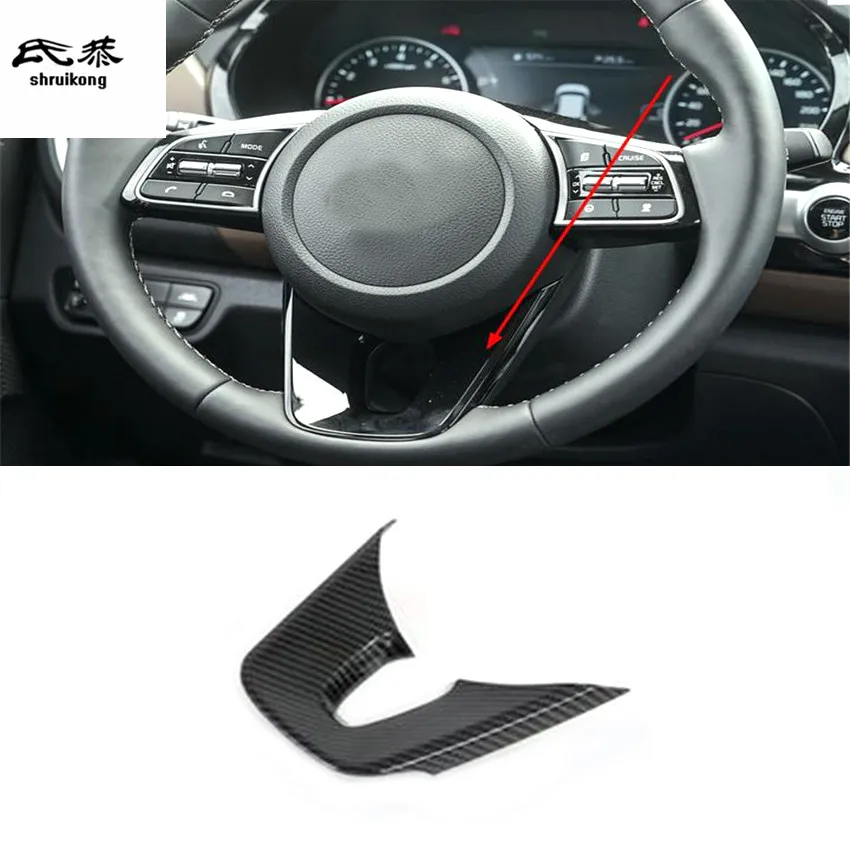 

1pc ABS carbon fiber grain steering wheel decoration cover for 2019 2020 KIA SELTOS car accessories