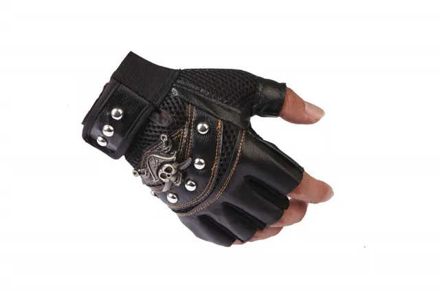 PU Leather Fingerless Gloves Gloves & Mittens Men's Accessories Men's Apparel color: Black|Blue|Red