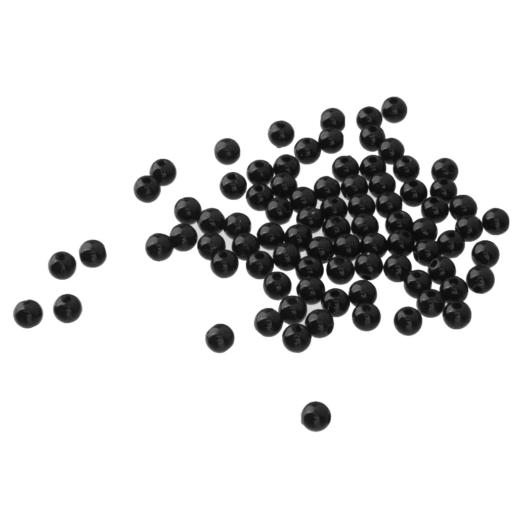 100 Pics Seed Beads Acrylic Pearl Lot Black Women Jewelry Loose Seeds 4mm