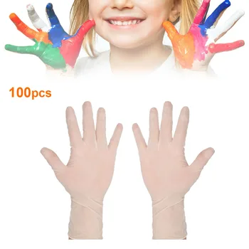 

100pcs Children Disposable Gloves White Non-Slip Household Cleaning Products Kids Elastic Latex Gloves