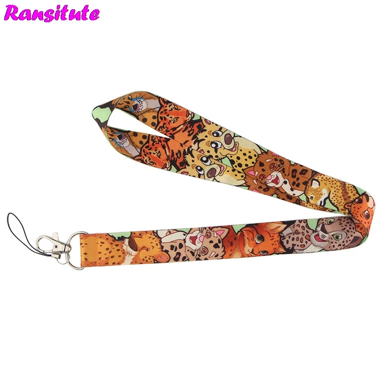 Ransitute Leopard key lanyard ID бейдж держатель многофункциональный мобильный телефон ключевой ремень веревка Шейное Украшение мобильного телефона R532