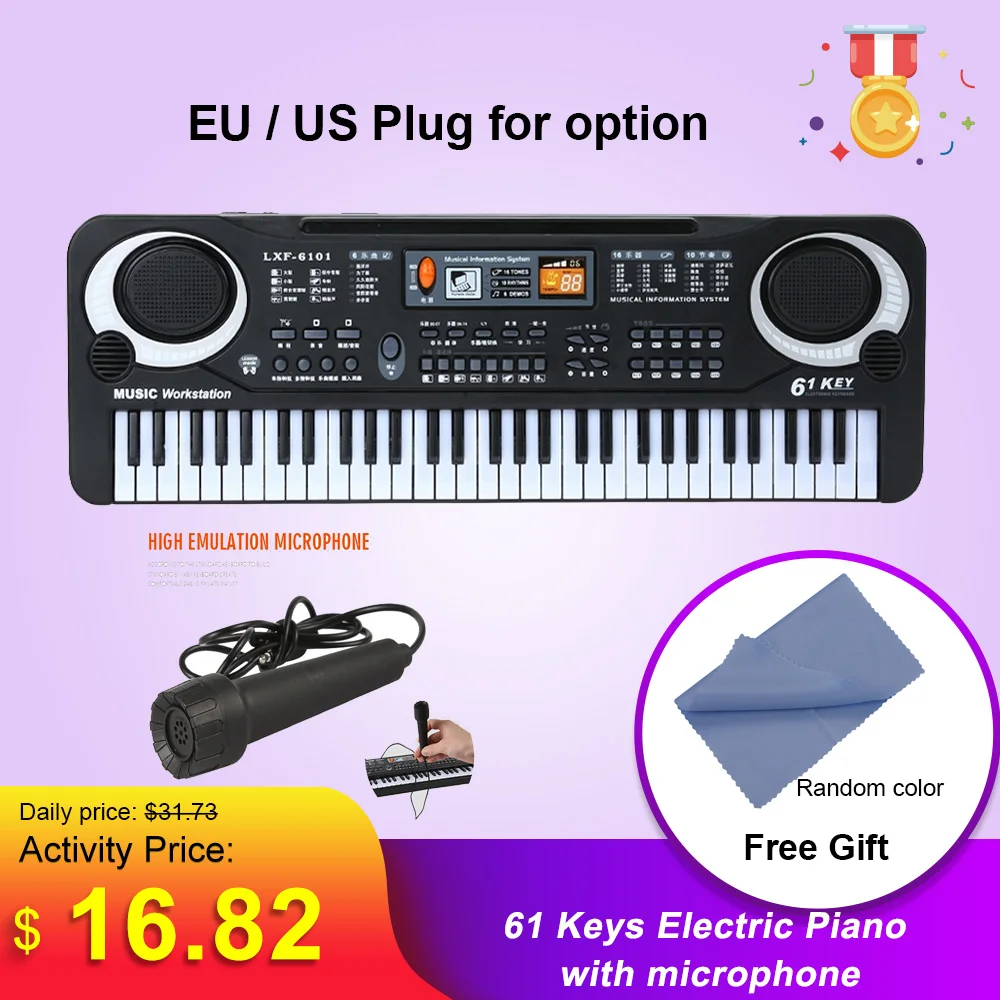 

61 Keys Electric Piano Digital Electronic Keyboard Kids Gift Keybboard Instrument Piano With microphone Educational Tool for kid