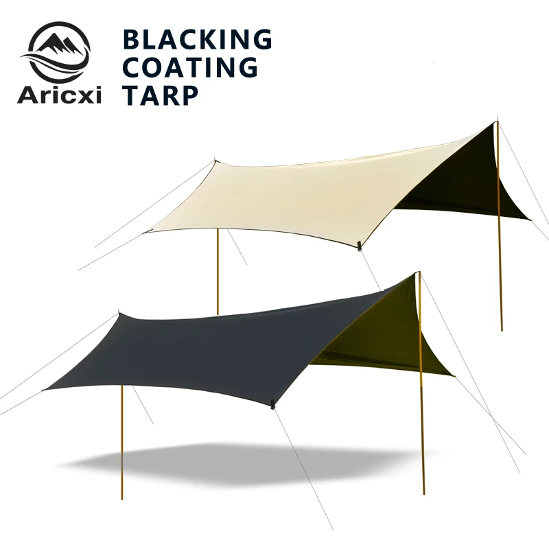 Aricxi Black Coating  Tarp Outdoor Camping Sun Shelter Shade Awning Thickened 210D Oxford cloth UV Protection Waterproof tarp