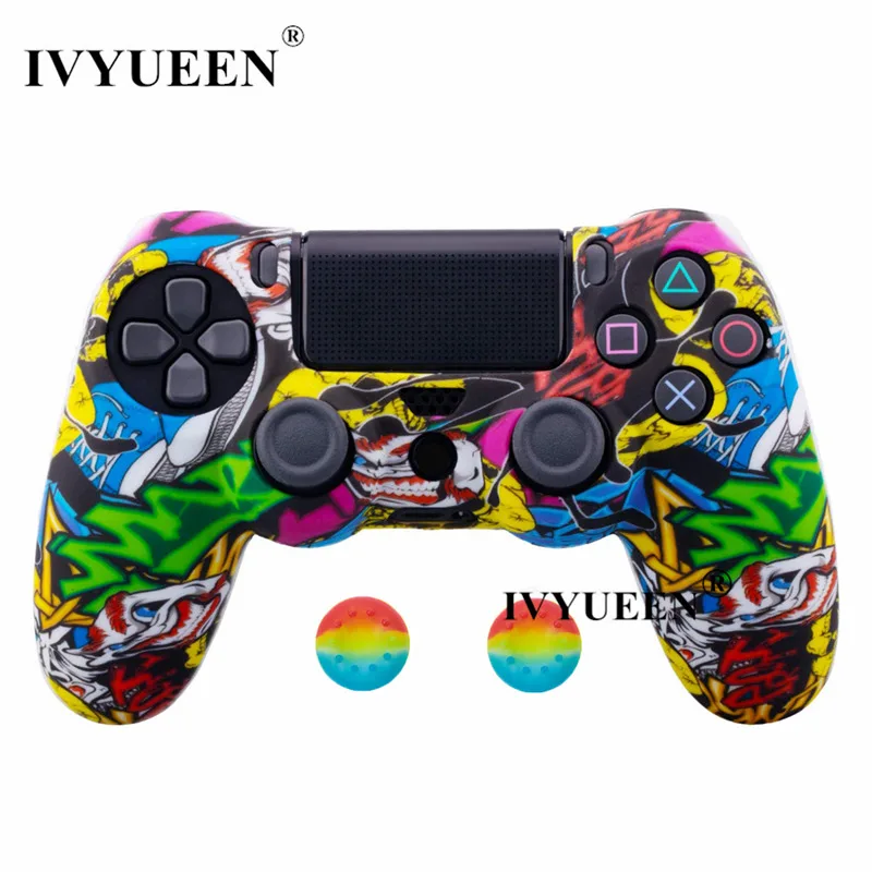 Graffiti D IVYUEEN 44 цвета силиконовый Камуфляжный защитный чехол для sony Dualshock 4 PS4 DS4 Pro тонкий контроллер ручки джойстик колпачки - Цвет: Graffiti D