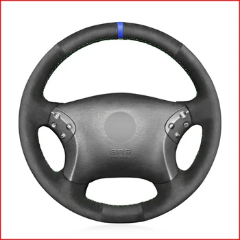 

Black Suede Blue Marker Car Steering Wheel Cover for Mercedes Benz W203 C-Class 2001 2002 2003 2004 2005 2006 2007 Accessories