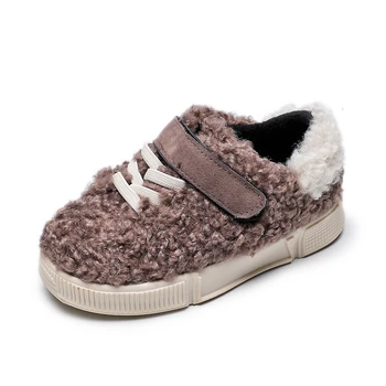 

CNFSNJ 2019 Winter Warm Boys Girls sneakers Shoes Fashion Flat With Plush Child Kids Baby Boots Toddler Coral velvet 26-36