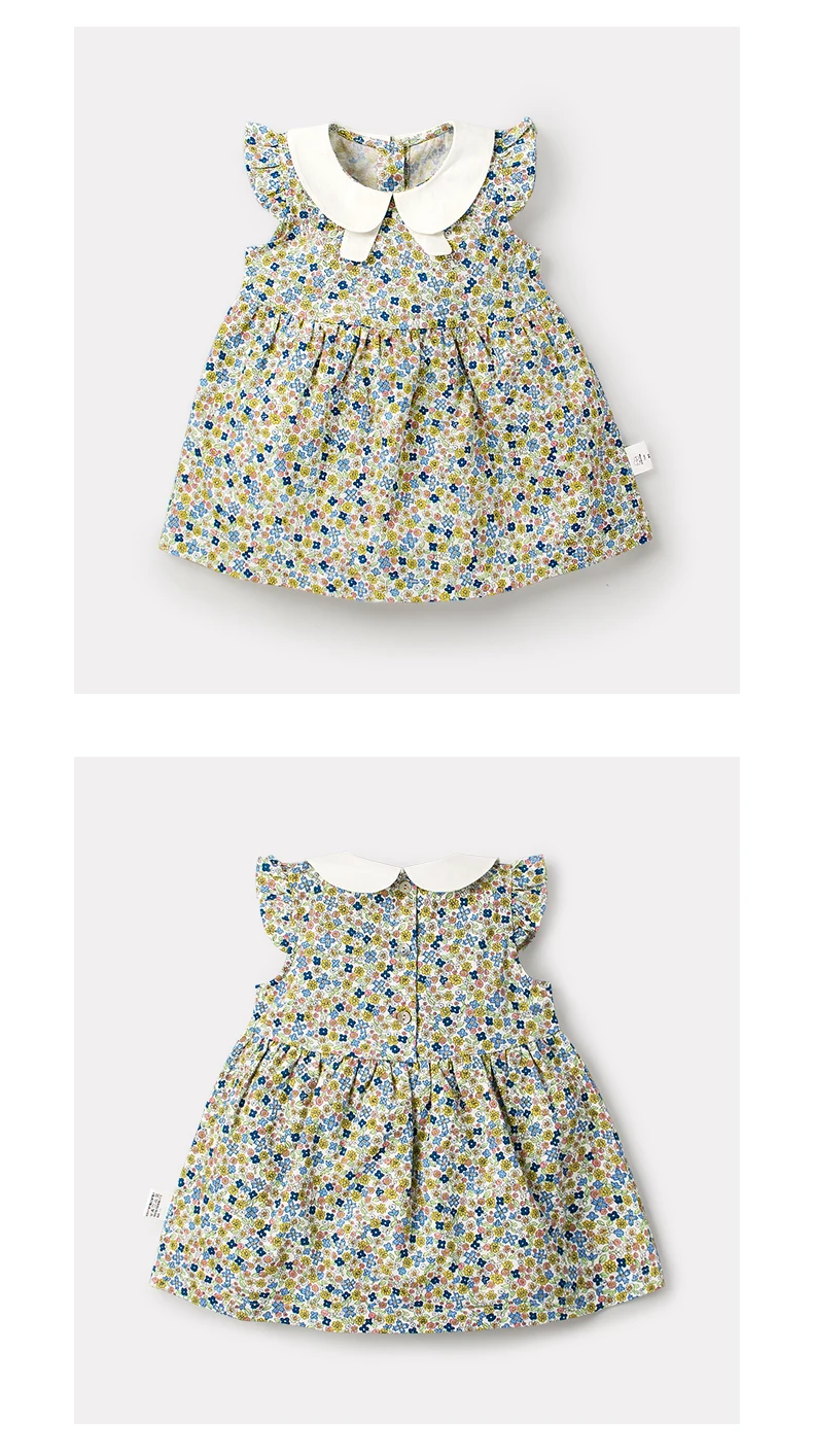 Летняя одежда высокого качества из дышащего хлопка для малышей Симпатичные костюмчики для маленьких детей, детское платье с короткими рукавами для девочек от 0 до 4 лет