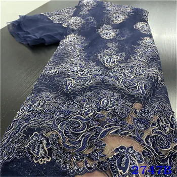 

Nigerian Lace Fabric 2020 High Quality Lace Navy Blue Lace Fabric Elegant African Fabric Heavy Handmade Beaded Lace NA2747B-3