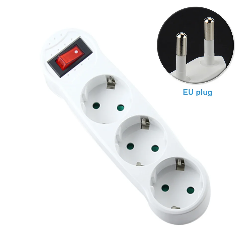 

Power German Plug Expansion Triple Adapter EU Standard 1 To 3 Way Easy Install Socket Conversion Home Use Wireless Convenient