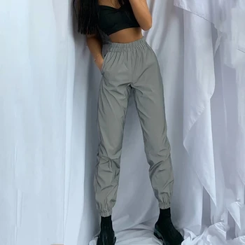 

Women High Waist Night Light Reflective Trousers Pant