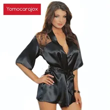 Yomocarajox, черный халат, плюс размер, прозрачный, женский, глубокий v-образный вырез, нижнее белье, пижамы, халаты, сексуальные, горячие, эротические, ночные рубашки