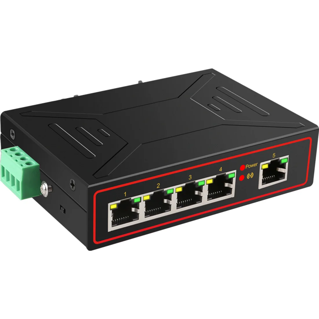 

DIN-Rail Industrial Grade Ethernet Switch 5 Port 10/100M Build in Signal Enhance & VLAN RJ45 Network Switch Controller