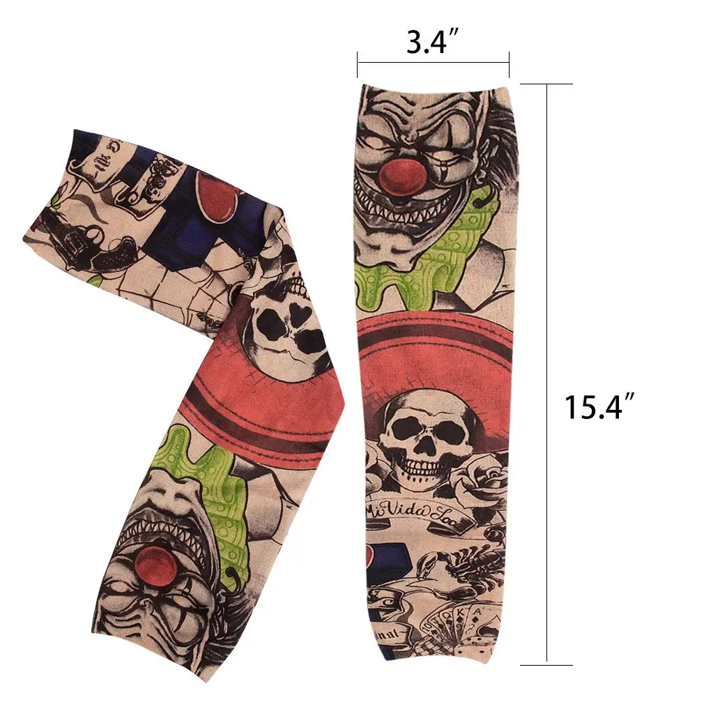 6 шт. Временные татуировки рукава 3 шипованные заклепки панк рок Байкер Широкий