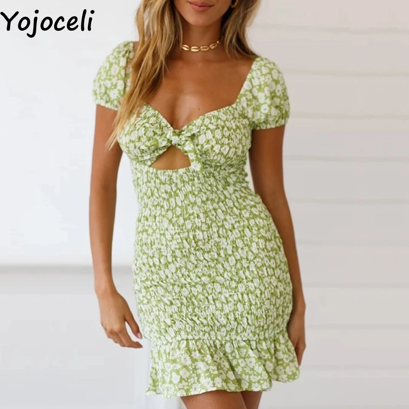 green floral bodycon dress