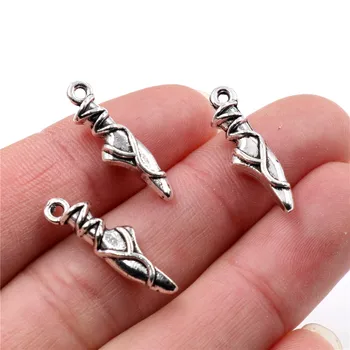 

23x6mm 15pcs Antique Silver Plated Ballet shoes Style Handmade Charms Pendant:DIY for bracelet necklace-P4-51