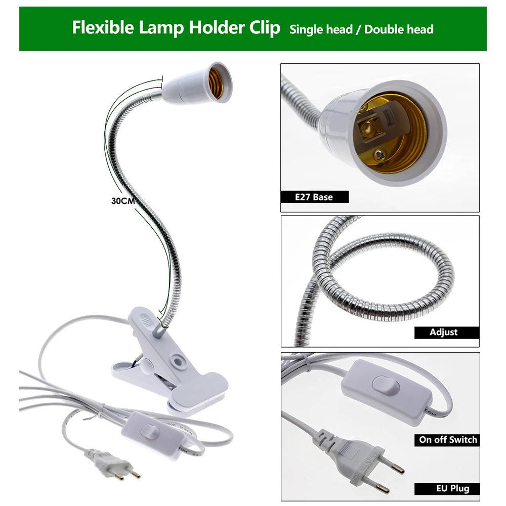 LED Grow Light Полный спектр с E27 Держатель лампы Clip на Фито Лампы 72LEDs 200LEDs 290LEDs для