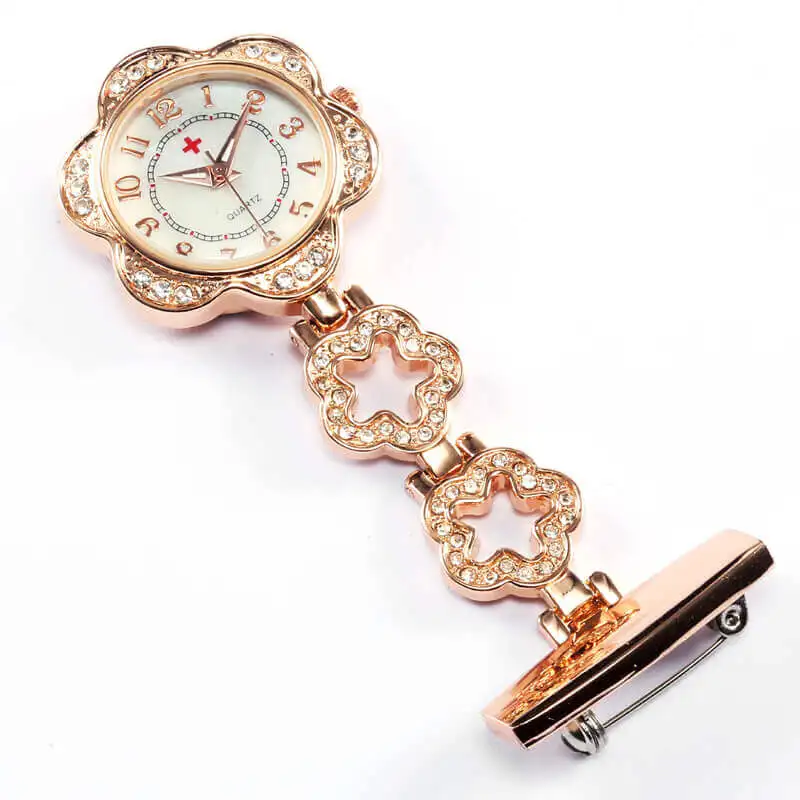 Медсестры клип на Fob Брошь часы Висячие карманные кварцевые часы для медсестры доктор серебро розовое золото медсестры Fob часы relogio feminino - Цвет: P378