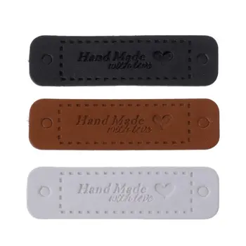 

36Pcs Retro PU Leather Handmade Labels Jewelry Making Clothes Garment Hand Made Tags Jeans Bags Hat Shoes Accessories