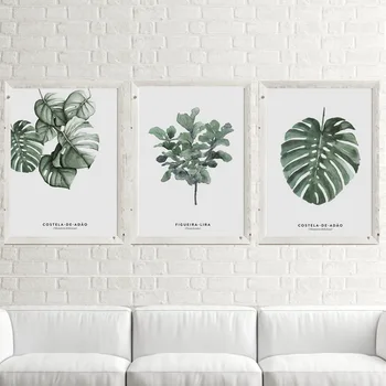 

New Plant Green Leaf Monstera Deliciosa Art Decorative Painting Sofa Living Room Bedroom Wall Picture Canvas Painting Home Decor