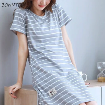 

Nightgowns Women Oversize Ulzzang Cartoon Sweet Spring Summer Thin Female Sleepshirts Comfortable Notched Loose Nightdress M-5XL