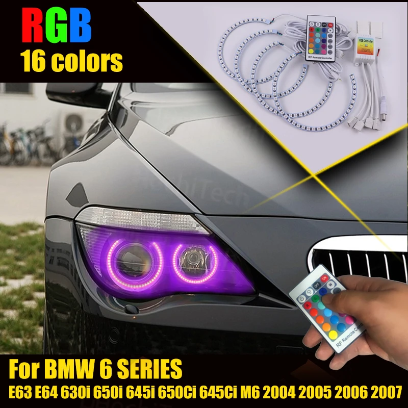 

Multi-Color Changing LED RGB SMD Headlight Halo Ring Set for BMW 6 SERIES E63 E64 630i 650i 645i 650Ci 645Ci M6 2004 2005 2006