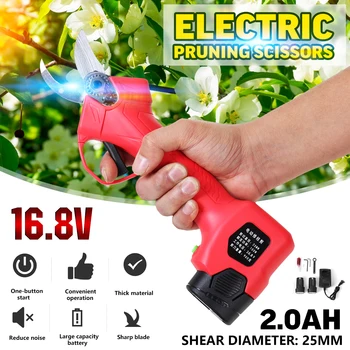 

Doersupp 16.8V Wireless 25mm Electric Rechargeable Scissors Pruning Scissors Branch Cutter Shears Tree Garden Tool w/2x Battery