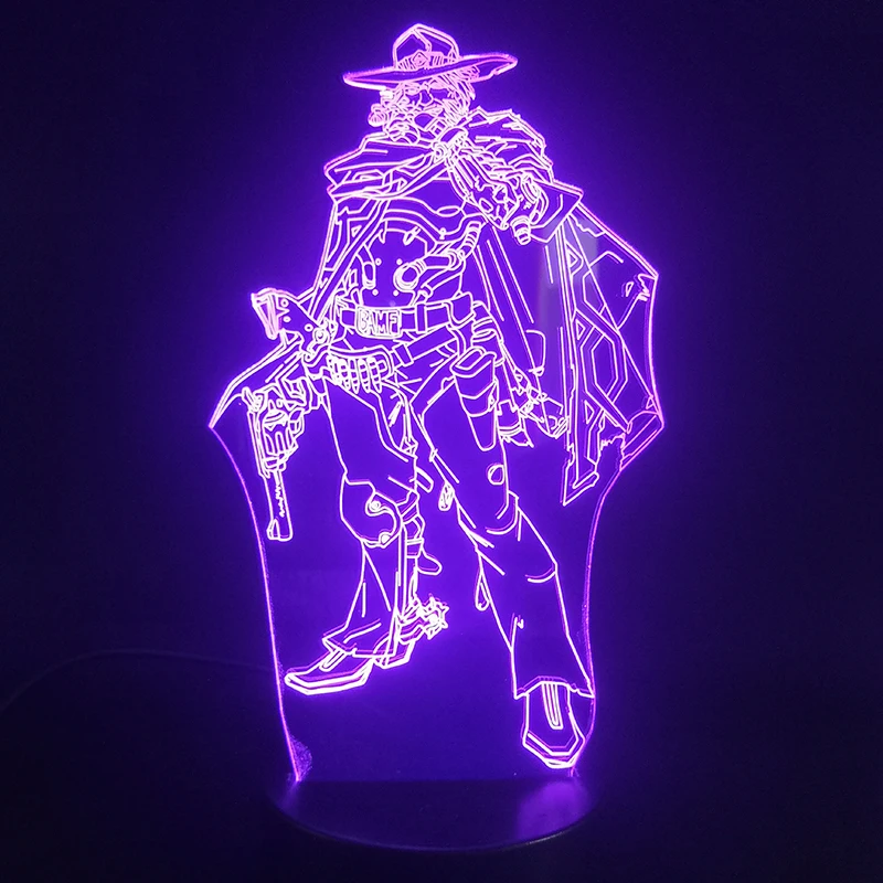 OW Lucio Jesse mcchini экшн-фигурка 3d светильник светодиодный визуальный декоративный ночной Светильник для детей OW 3D настольная лампа светящаяся Рождественская - Испускаемый цвет: 2