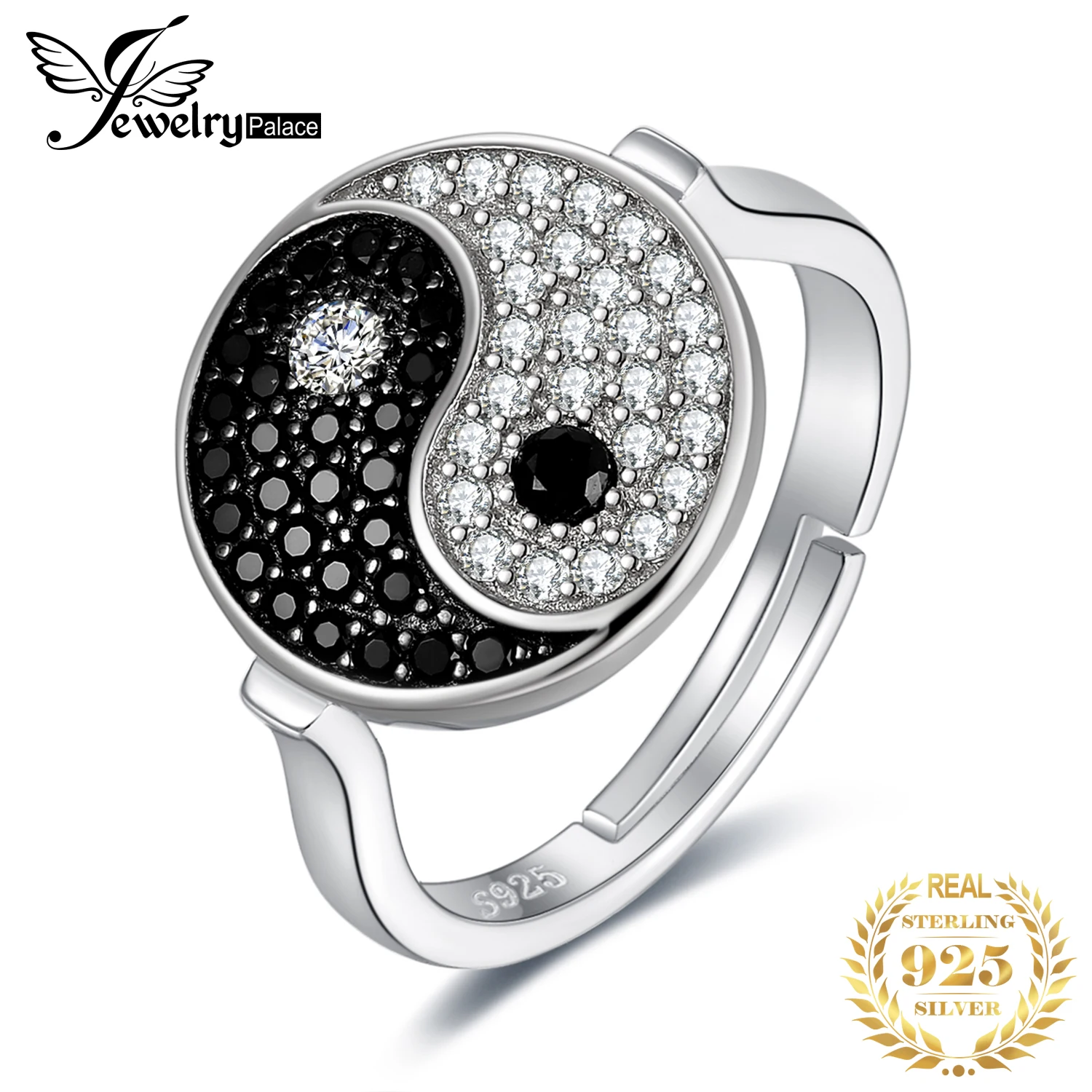 JewelryPalace тайцзи Инь Ян подлинное черное кольцо из шпинели Стерлинговое Серебро 925