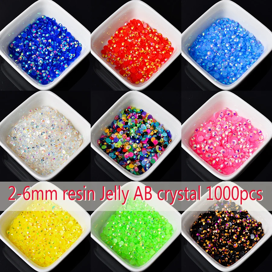 Nail Art Rhinestones 2mm 3mm 4mm 5mm 6mm flatback flatback resin Nail crystal Rhinestones Jelly AB Colors Nail Art diy Garment Decoration Stones Nail Art Accessories Resin Rhinestones Crystal Rhinestones Rhinestone Crystals Non Hotfix Rhinestones Rhinestone Accessories Rhinestones Beads Resin Craft Decoration