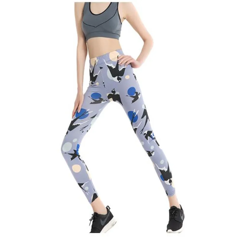 Hot Sell Women Fashion Legging Printing Polyester Fiber Leggins Slim Legins High Waist Woman Pants