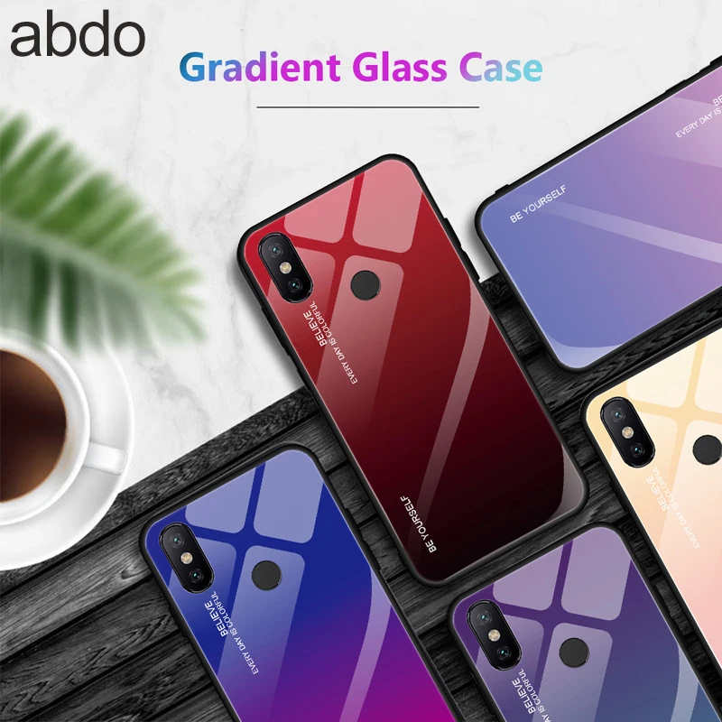 

Tempered Glass Case For Xiaomi Mi 8 Lite Max 3 Mix 3 Pocophone F1 Case Gradient Bumper Soft Edge Silicone Hard Back Phone Cover