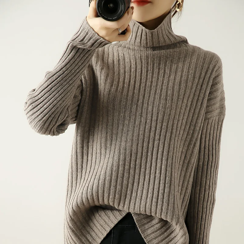 

LHZSYY 2020Autumn Winter New Turtleneck Pure Wool Sweater soft knitting Female Plus size Cashmere Base Shirt Thicken Warm Blouse