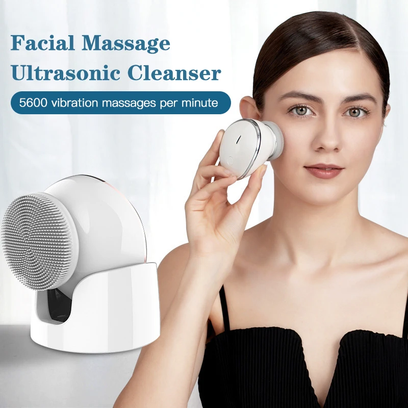 

USB Electric face Facial Cleansing Brush foreoing Silicone Sonic Cleaner Deep Pore Cleaning Waterproof Skin Massage