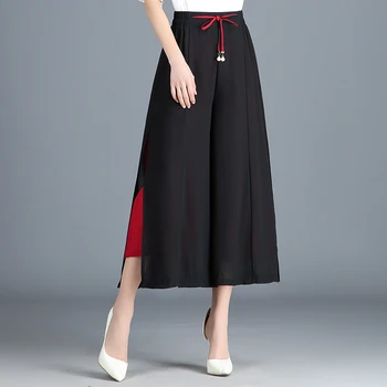 

Oversize 4XL Women's Wide Leg Pants High Waist Side Split Big Size Calf Long Trousers Spring Female Summer Fashion OL Clothing