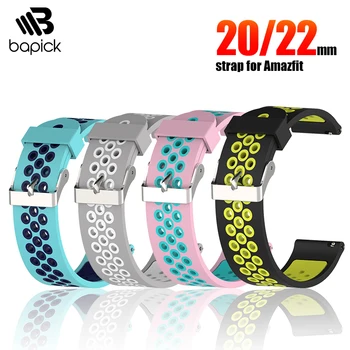 

BAPICK 20/22mm Silicone Sport Bracelet For Xiaomi Amazfit Bip Gts Strap Xiaomi Amazfit Pace Stratos Gtr 47mm Strap Bracelet