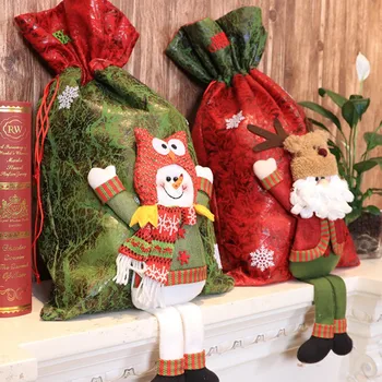 

2020 Santa Gift Bag Candy Bag Snowflake Crisp Bag Drawstring Bag Merry Christmas Decorations for Home New Year 2021 Presents