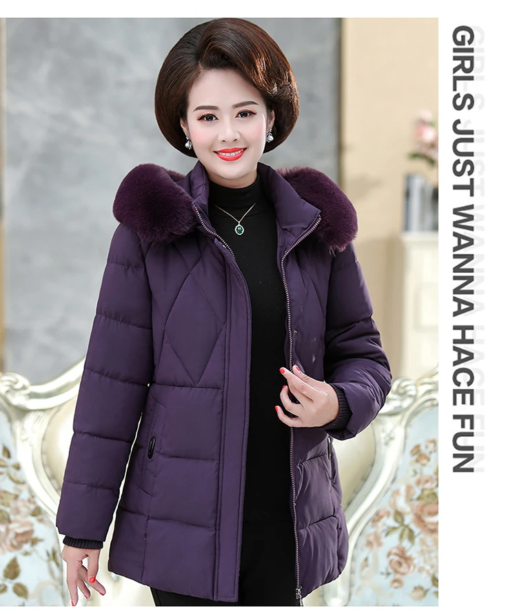 Женская куртка, зимнее женское пальто, благородное хлопковое Женское пальто среднего возраста, однотонный теплый пуховик