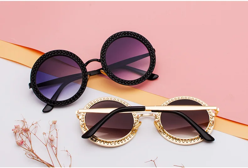 Индивидуальные трендовые солнцезащитные очки, Ретро стиль, круглые, бриллиантовые, модные, океанские части, женские, современные, универсальные, модные, уличные солнцезащитные очки