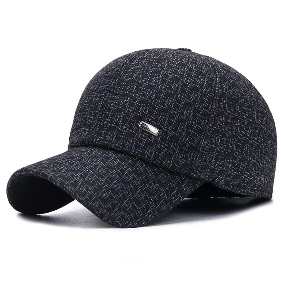 MeterMall зимняя мужская велосипедная бейсбольная кепка, утолщенная защита ушей, Теплая мужская шапка, уличная одежда - Цвет: black