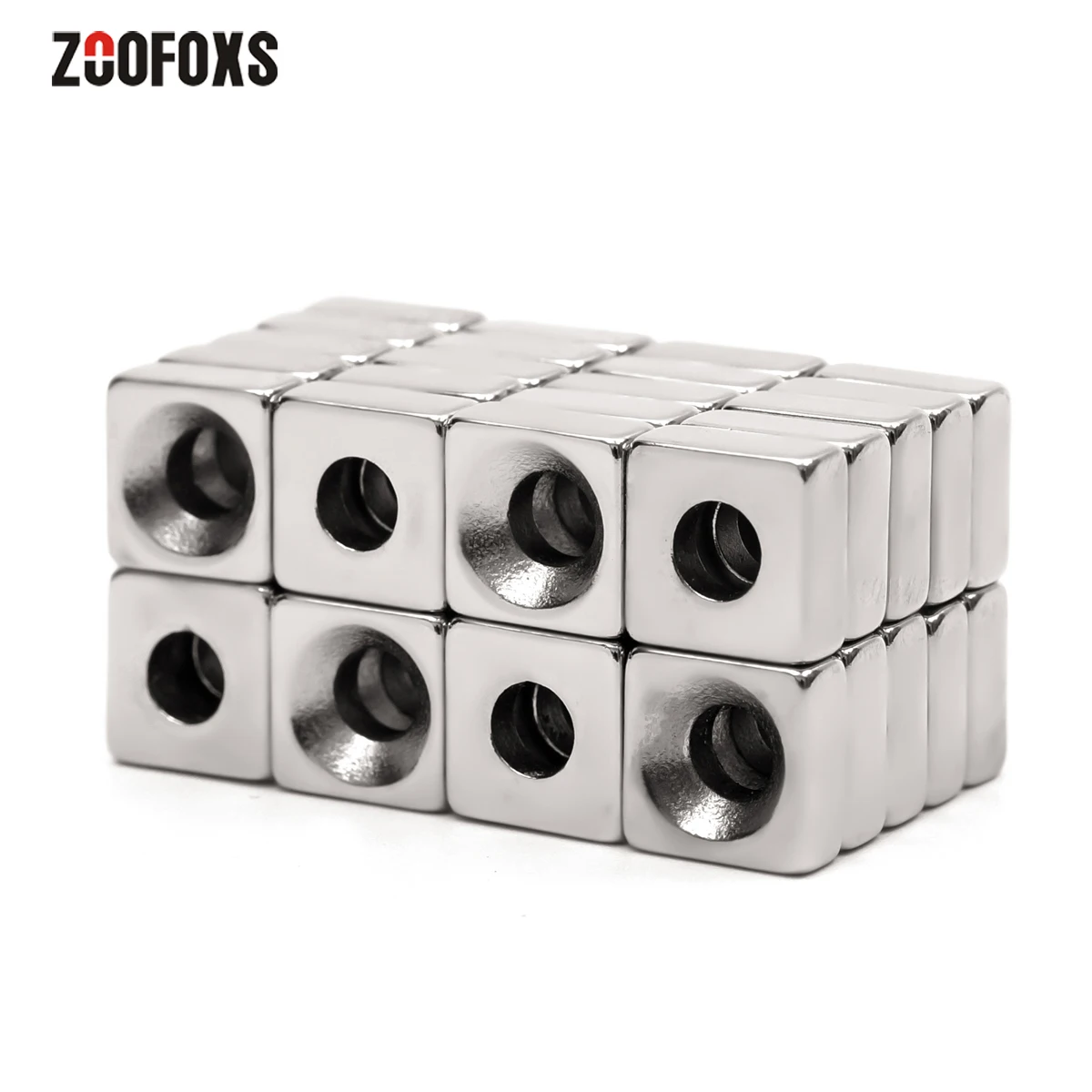 

ZOOFOXS 5pcs 10x10x4mm 4mm Hole Small Block Countersunk Neodymium Magnet Rare Earth Strong Permanet Magnets 10*10*4-4