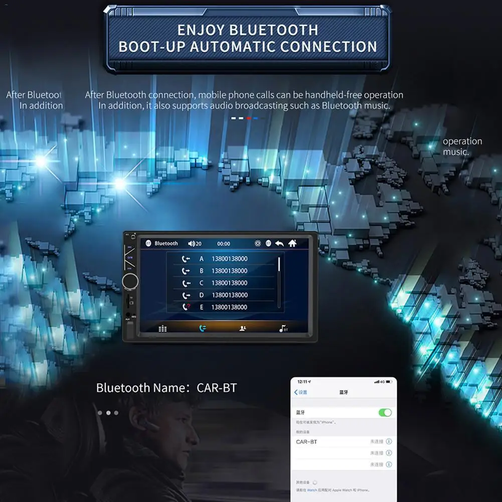 7 дюймов 2 Din HD Bluetooth стерео радио сенсорный экран плеер Mp5 карта плеер поддерживает IOS/Android телефон зеркальное соединение