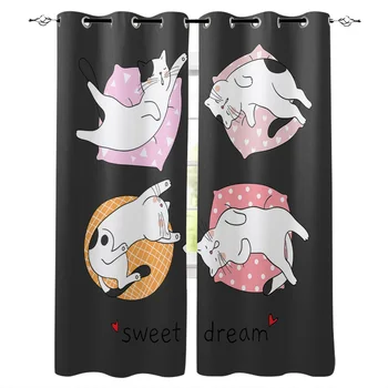

Modern Animal Cat Window Curtain Bedroom Kitchen Living Room Decoration Items Window Curtains for Living Room
