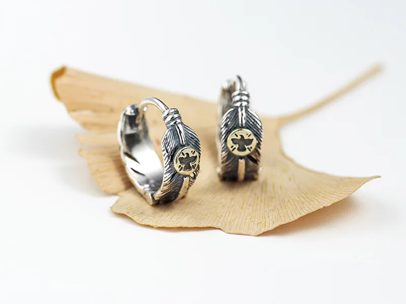 Серьги из перьев Tai-silver мужские стерлингового серебра 925 пробы ювелирные изделия винтажные гипоаллергенные серьги-кольца для женщин унисекс серьги