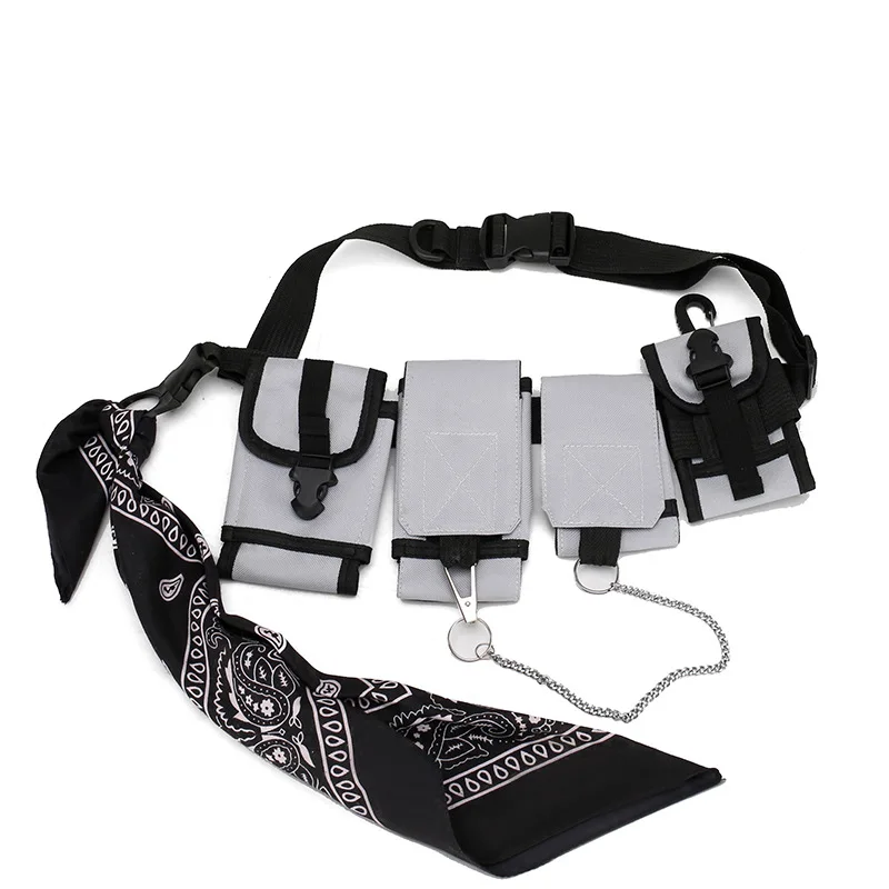

2019 New Style Japanese Korean Fashion Cool Tactical Waist Pack String Package Chicken Bag Sling Bag Send Hanging Decoration