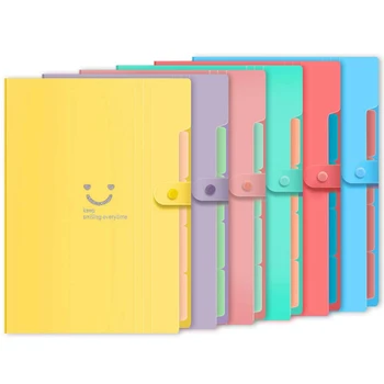 

6Pcs Extended File Folders with 5 Pocket Storage Pockets A4 Size for School Teachers and Office Use